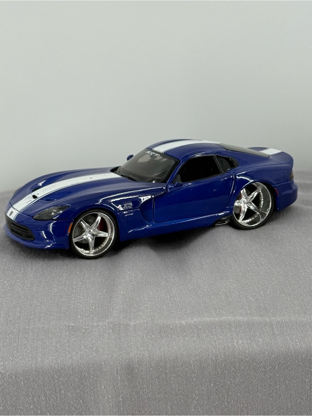 Blue Racing Toy Car with White Stripes - Kids Vehicles